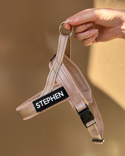 No-Pull Personalised Dog Harness - Neutral Beige