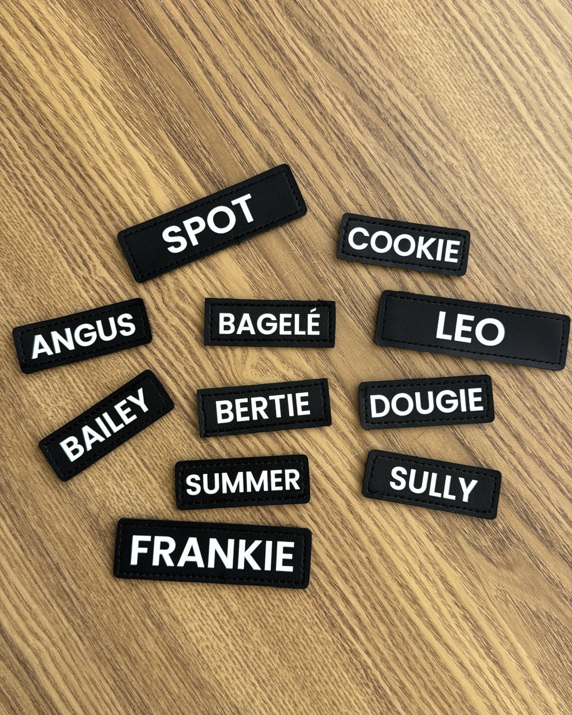 Personalised name tag for harness